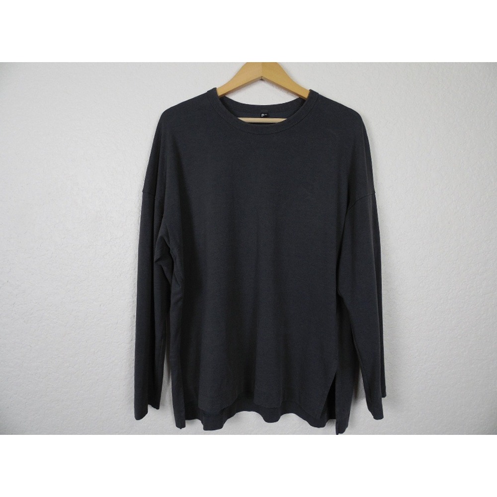 Uniqlo Womens Long Sleeve Crew Neck T-Shirt SZ XL Dark Gray Casual‎ Minimalist